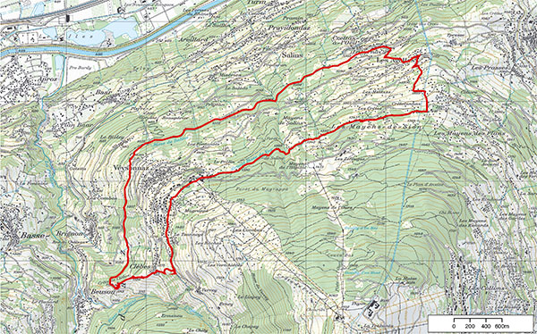 Circuit de randonn&eacute;e La Vernaz - Bisse de Salins - Beuson - Cl&egrave;bes - Veysonnaz - Bisse de Vex - Les Agettes